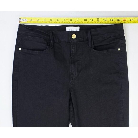 Frame Size 32X31 Womens Le Pixie High Flare Black Denim 5 Pocket Jeans - Picture 3 of 13